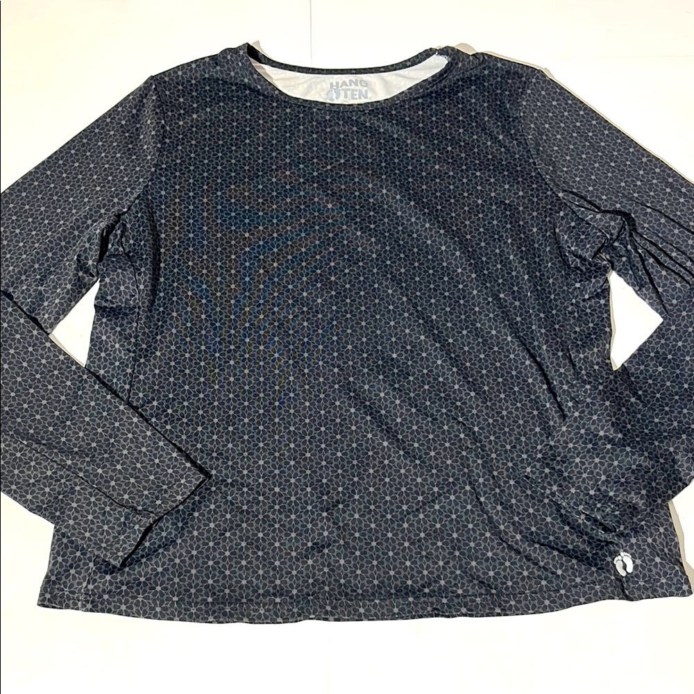 Hang Ten Womens Rash Guard Beach Surfing Long Sleeve Swim XL summer black gray